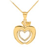 Gold Apple Heart Pendant Necklace