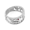 Sterling Silver Red CZ Lucky Ring