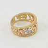 Tri-tone Solid Gold Red CZ Lucky Ring