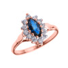 Rose Gold Diamond and Marquise Sapphire Proposal Engagement Ring