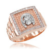 Rose Gold Watchband Design Men's Horseshoe CZ Ring