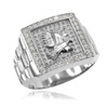 White Gold Watchband Design Men's Eagle CZ Ring