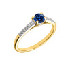 Yellow Gold Diamond and Sapphire Engagement Proposal Ring