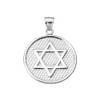 White Gold Star of David Round Pendant Necklace