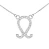 14K White Gold Leo Zodiac Sign Diamond Necklace