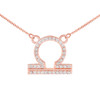 14K Rose Gold Libra Zodiac Sign Diamond Necklace