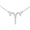 14K White Gold Aries Zodiac Sign Diamond Necklace