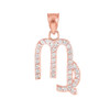 14K Rose Gold Virgo Zodiac Sign Diamond Pendant Necklace