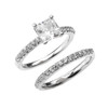 White Gold Princess CZ Classic Engagement Wedding Ring Set