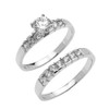 White Gold Channel Set Round CZ Engagement Wedding Ring Set