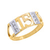 Yellow Gold Sweet 15 Años Quinceanera CZ Ring