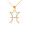 14K Gold Pisces Zodiac Sign Diamond Pendant Necklace