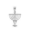 White Gold Menorah Pendant with Star of David