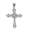 White Gold Diamond Celtic Cross Pendant Necklace