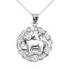 Sterling Silver Aries April Zodiac Sign Round Pendant Necklace