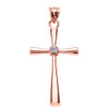 Rose Gold Solitaire Diamond Cross Pendant Necklace