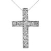 Sterling Silver Milgrain Edged Diamond Cross Pendant Necklace (Small)