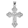 White Gold Cubic Zirconia Eastern Orthodox Cross Pendant Necklace