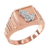 Rose Gold Praying Hands Square Mens Ring