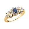 Yellow Gold Oval Sapphire and Diamond Engagement Ring