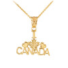 Polished Yellow Gold I Love CANADA Pendant Necklace