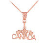 Polished Rose Gold I Love CANADA Pendant Necklace