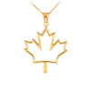 Yellow Gold Open Design Maple Leaf Pendant Necklace