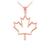 Rose Gold Open Design Maple Leaf Pendant Necklace