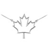 14k White Gold Open Design Maple Leaf Charm Necklace