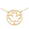 14k Yellow Gold Open Design Maple Leaf Necklace