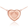 Solid 14k Rose Gold Maple Leaf Heart Necklace