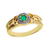 Yellow Gold Ladies Emerald and Diamond Trinity Knot Proposal Ring