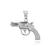 Solid Sterling Silver Revolver Pistol Gun Pendant Necklace