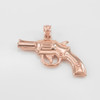 Solid Rose Gold Revolver Gun Pendant Necklace