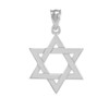 Solid White Gold Jewish Star of David Pendant Necklace (Medium)