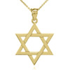 Solid Yellow Gold Jewish Star of David Pendant Necklace (Large)