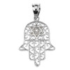 White Gold Hamsa Hand With Star of David Pendant Necklace