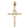 Yellow Gold and CZ Infinity Cross Pendant Necklace