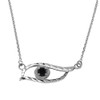 Sterling Silver Diamond Cut Black CZ  Evil Eye Pendant Necklace