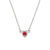 Sterling Silver Red CZ Dainty Heart Necklace