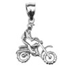 White Gold Off Road Mountain Motorcycle Pendant Necklace