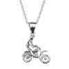 Sterling Silver Off Road Mountain Motorcycle Pendant Necklace