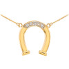 14k Yellow Gold Lucky Horseshoe Necklace with Diamonds