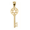 Yellow Gold Star of David Key Pendant Necklace