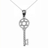 Sterling Silver Star of David Key Pendant Necklace