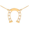 14k Gold Good Luck Horseshoe Necklace with Diamonds