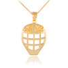 Gold Hockey Goalie Mask Sports Pendant Necklace