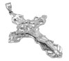 Solid White Gold Extra Large Cross INRI Crucifix Pendant