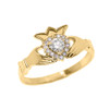 Yellow Gold 0.25 TCW Diamond Claddagh Engagement Proposal Ring