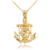 Gold Mariner Crucifix Anchor Cross Pendant Necklace